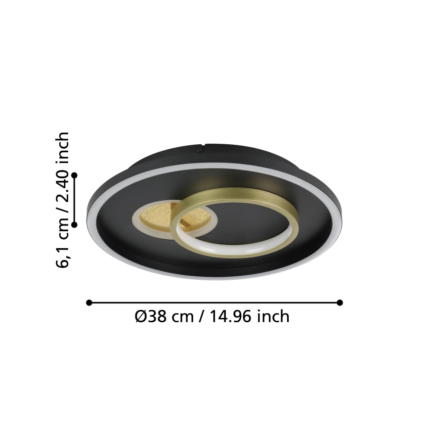 Eglo - Iluminação de teto LED 1xLED/14W/230V + 1xLED/8,5W diâmetro 38 cm preto/dourado