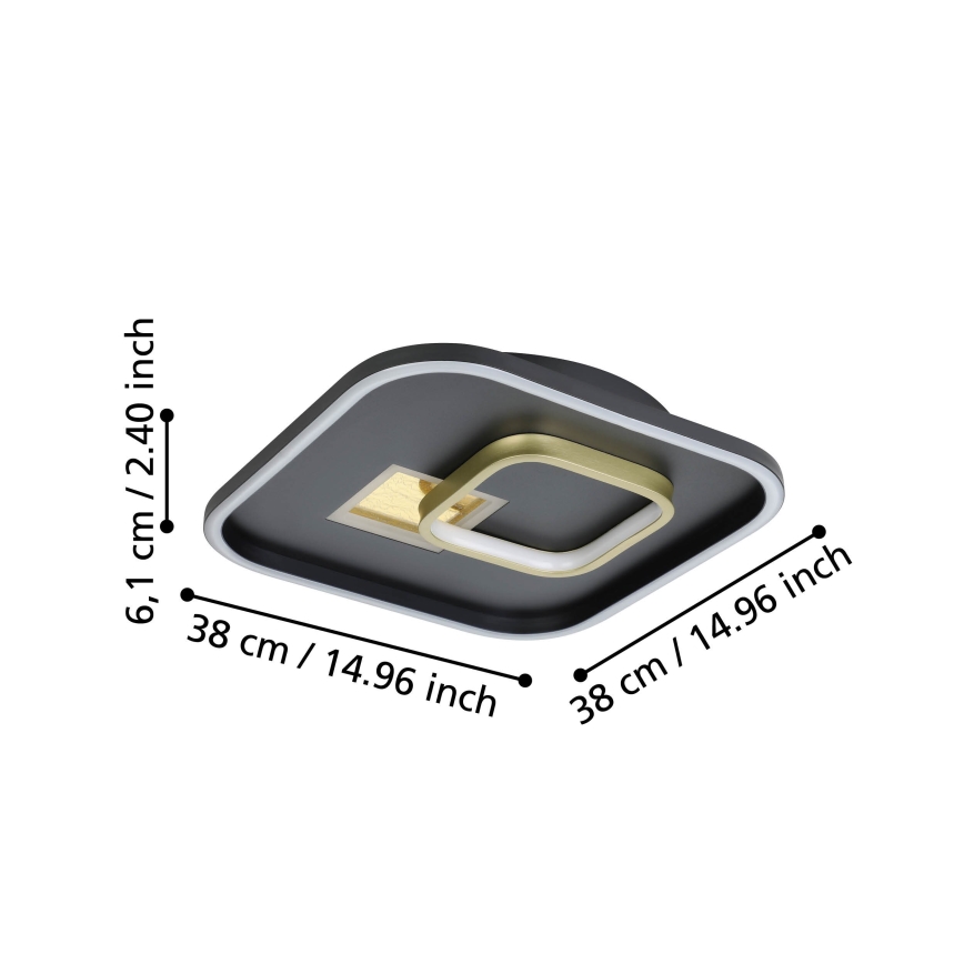 Eglo - Iluminação de teto LED 1xLED/16,2W/230V + 1xLED/9,2W 38x38 cm preto/dourado