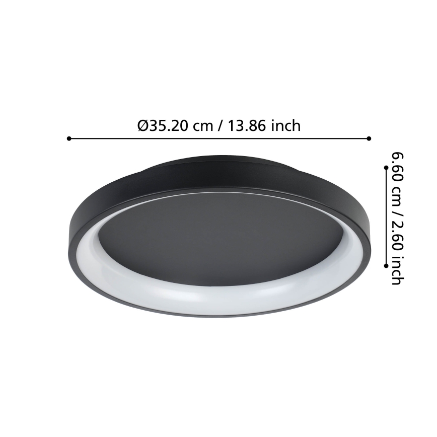 Eglo - Iluminação de teto LED com regulação LED/12W/230V 2700-6500K preto + comando