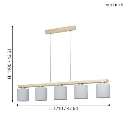 Eglo - Candeeiro suspenso 5xE27/28W/230V