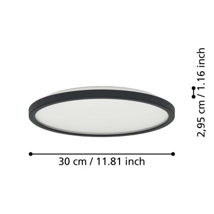 Eglo - Iluminação de teto para casa de banho LED LED/13,9W/230V 2700/4000/6500K diâmetro 30 cm IP44 preto