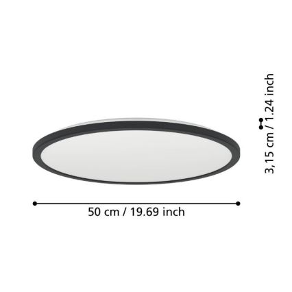 Eglo - Iluminação de teto para casa de banho LED LED/16,8W/230V 2700/4000/6500K diâmetro 50 cm IP44 preto