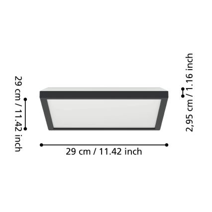 Eglo - Iluminação de teto para casa de banho LED LED/13,4W/230V 2700/4000/6500K 29x29 cm IP44 preto