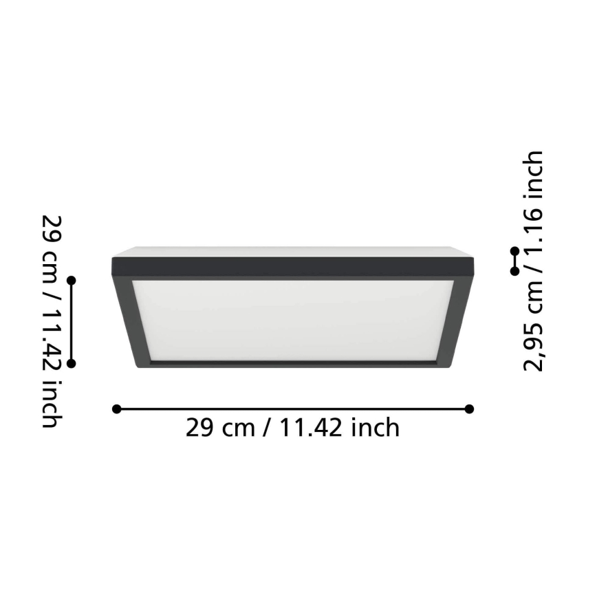 Eglo - Iluminação de teto para casa de banho LED LED/13,4W/230V 2700/4000/6500K 29x29 cm IP44 preto