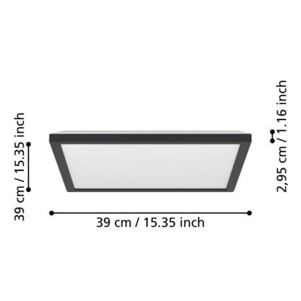 Eglo - Iluminação de teto para casa de banho LED LED/17,6W/230V 2700/4000/6500K 39x39 cm IP44 preto
