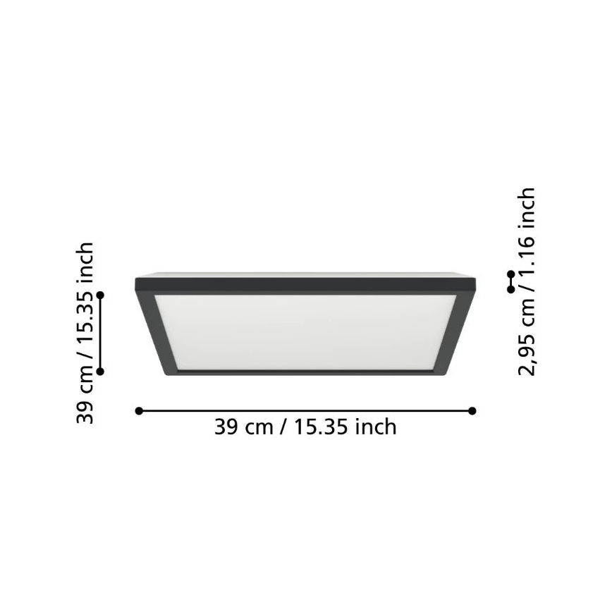 Eglo - Iluminação de teto para casa de banho LED LED/17,6W/230V 2700/4000/6500K 39x39 cm IP44 preto