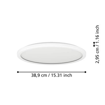Eglo - Iluminação de teto para casa de banho LED LED/18,5W/230V 2700/4000/6500K diâmetro 38,9 cm IP44 branco