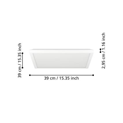 Eglo - Iluminação de teto para casa de banho LED LED/17,6W/230V 2700K/4000K/6500K 39x39 cm IP44 branco