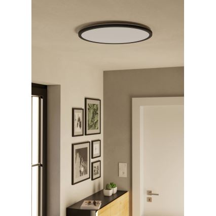 Eglo - Iluminação de teto para casa de banho LED com regulação LED/16,8W/230V 2700-6500K diâmetro 50 cm IP44 preto + comando
