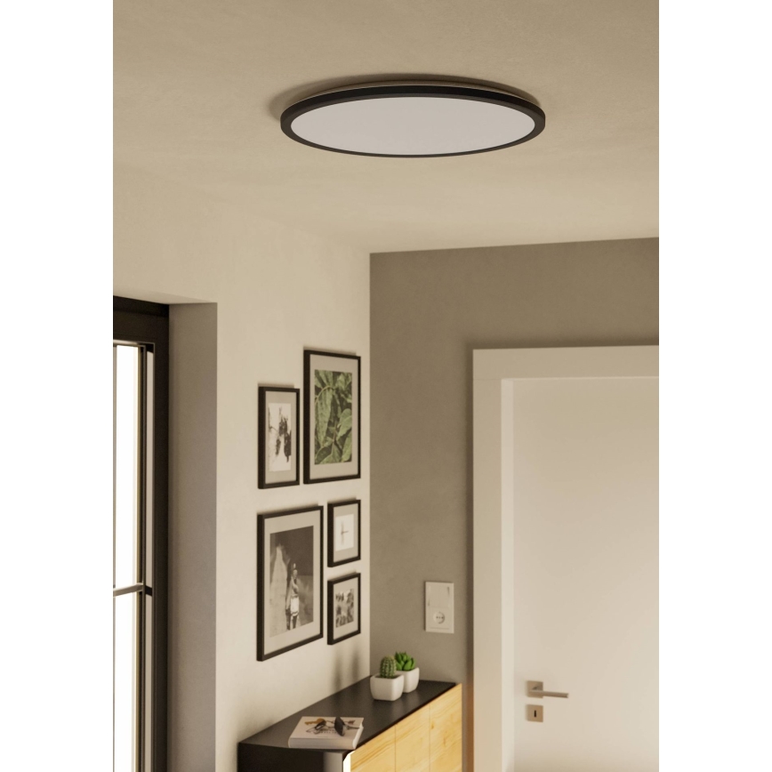 Eglo - Iluminação de teto para casa de banho LED com regulação LED/16,8W/230V 2700-6500K diâmetro 50 cm IP44 preto + comando