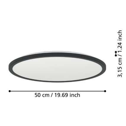 Eglo - Iluminação de teto para casa de banho LED com regulação LED/16,8W/230V 2700-6500K diâmetro 50 cm IP44 preto + comando