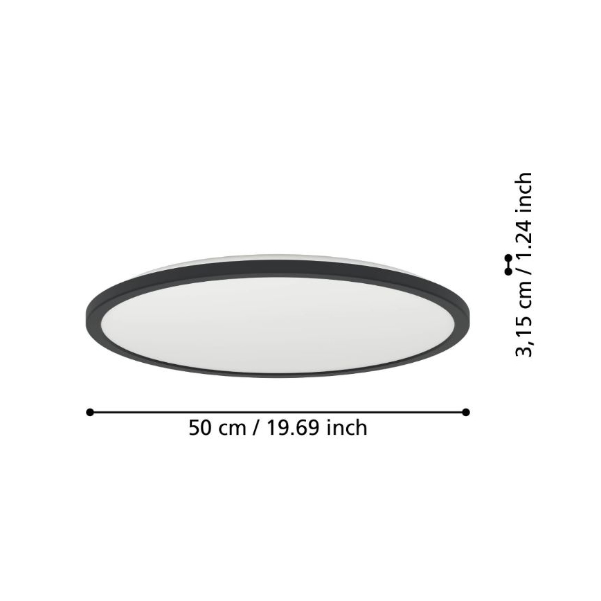 Eglo - Iluminação de teto para casa de banho LED com regulação LED/16,8W/230V 2700-6500K diâmetro 50 cm IP44 preto + comando