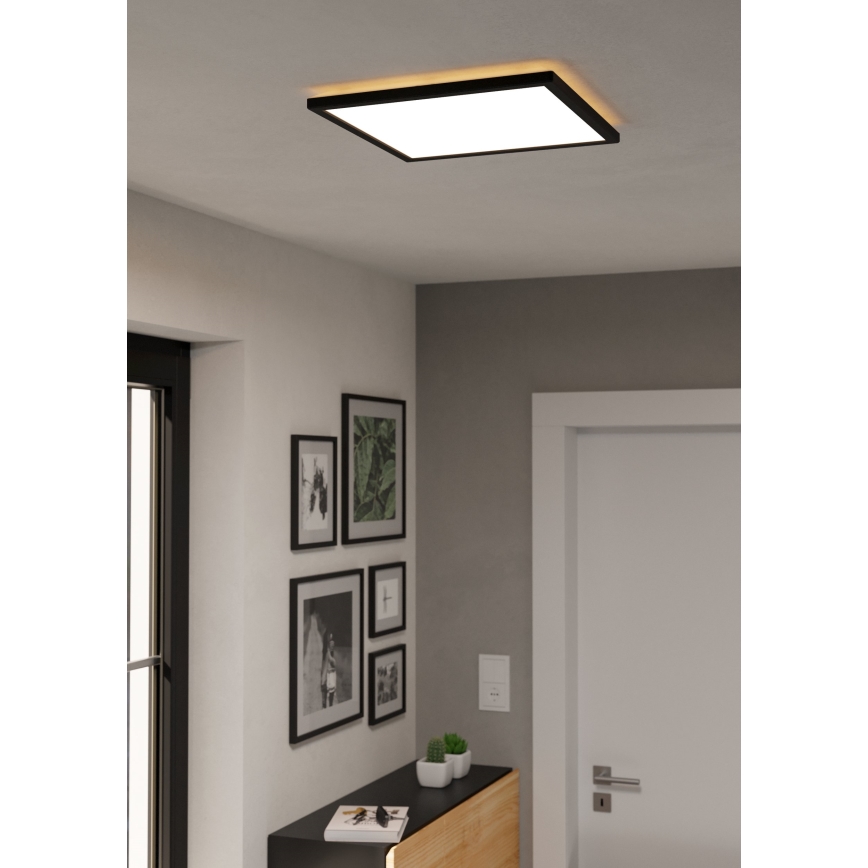 Eglo - Iluminação de teto para casa de banho LED com regulação LED/17,6W/230V 2700-6500K 39x39 cm IP44 preto + comando