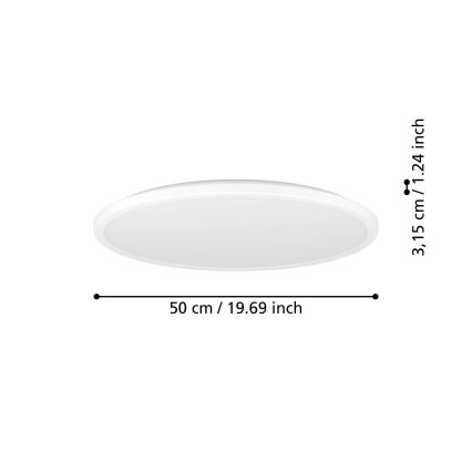 Eglo - Iluminação de teto para casa de banho LED com regulação LED/16,8W/230V 2700-6500K pr.50 cm IP44 branco + comando