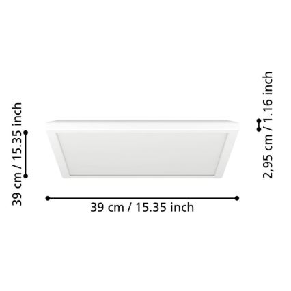 Eglo - Iluminação de teto para casa de banho LED com regulação LED/17,6W/230V 2700-6500K 39x39 cm IP44 branco + comando
