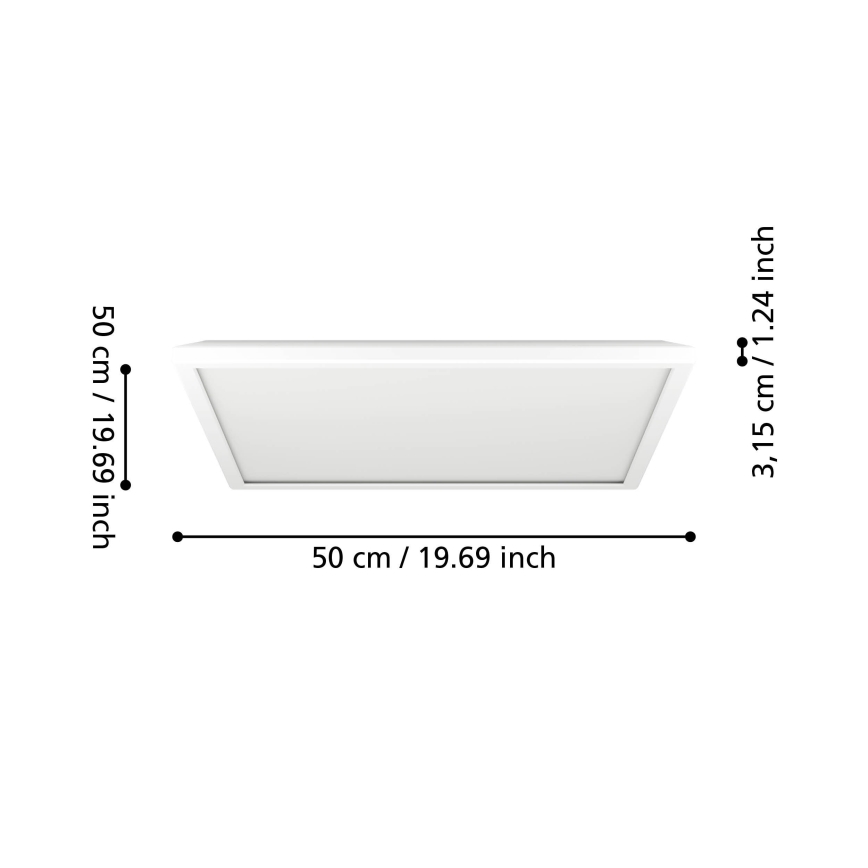 Eglo - Iluminação de teto para casa de banho LED com regulação LED/17W/230V 2700-6500K 50x50 cm IP44 branco + comando
