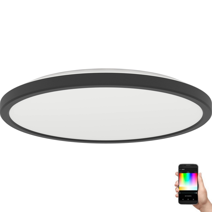 Eglo - Iluminação de teto LED RGBW para casa de banho com regulação LED/13,9W/230V 2700-6500K diâmetro 30 cm IP44 preto ZigBee
