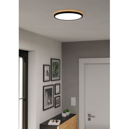 Eglo - Iluminação de teto LED RGBW para casa de banho com regulação LED/13,9W/230V 2700-6500K diâmetro 30 cm IP44 preto ZigBee