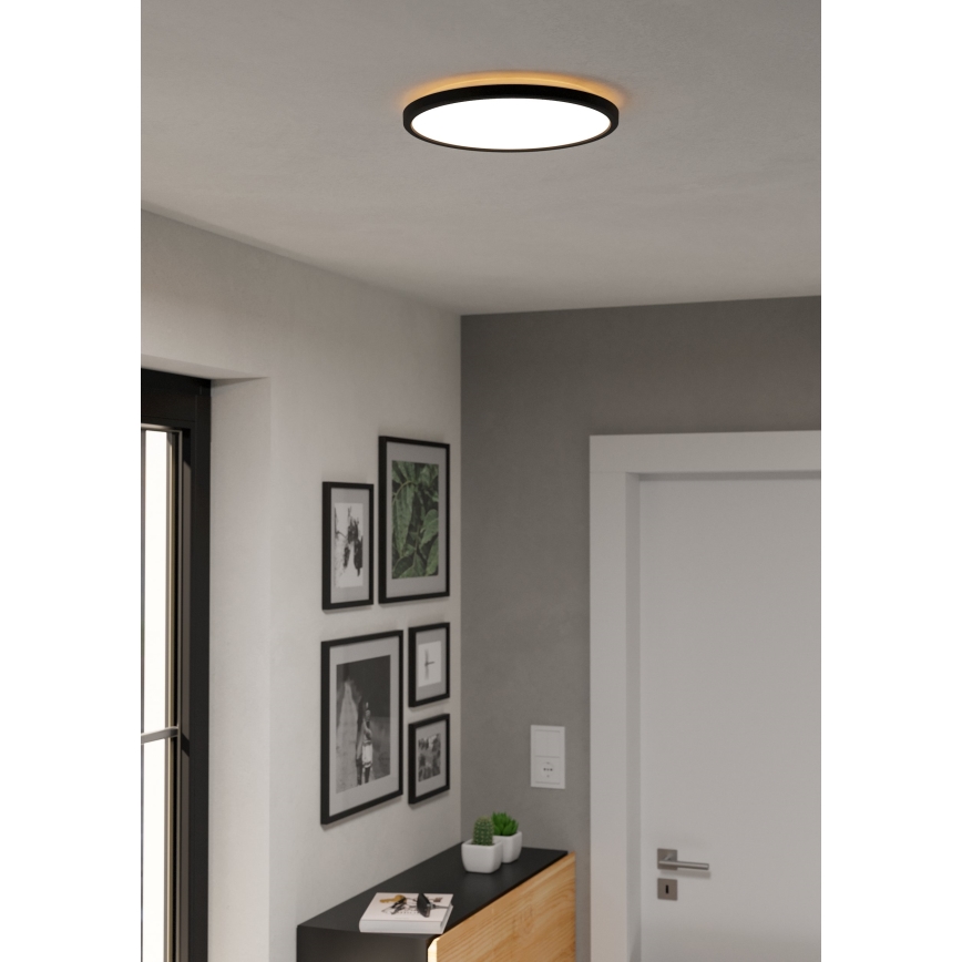Eglo - Iluminação de teto LED RGBW para casa de banho com regulação LED/13,9W/230V 2700-6500K diâmetro 30 cm IP44 preto ZigBee