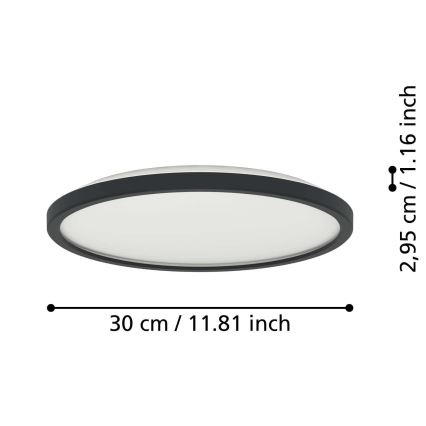 Eglo - Iluminação de teto LED RGBW para casa de banho com regulação LED/13,9W/230V 2700-6500K diâmetro 30 cm IP44 preto ZigBee