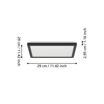 Eglo - Iluminação de teto LED RGBW para casa de banho com regulação LED/13,4W/230V 2700-6500K 29x29 cm IP44 preto