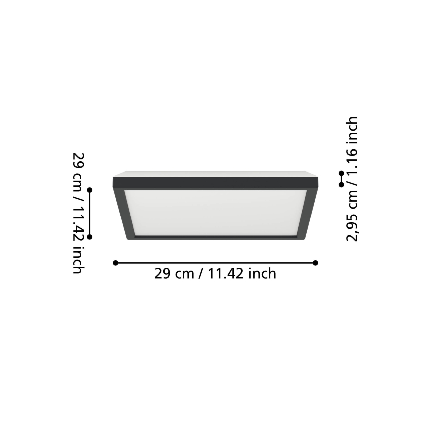 Eglo - Iluminação de teto LED RGBW para casa de banho com regulação LED/13,4W/230V 2700-6500K 29x29 cm IP44 preto