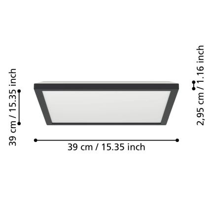 Eglo - Iluminação de teto LED RGBW para casa de banho com regulação LED/17,6W/230V 2700-6500K 39x39 cm IP44 preto ZigBee