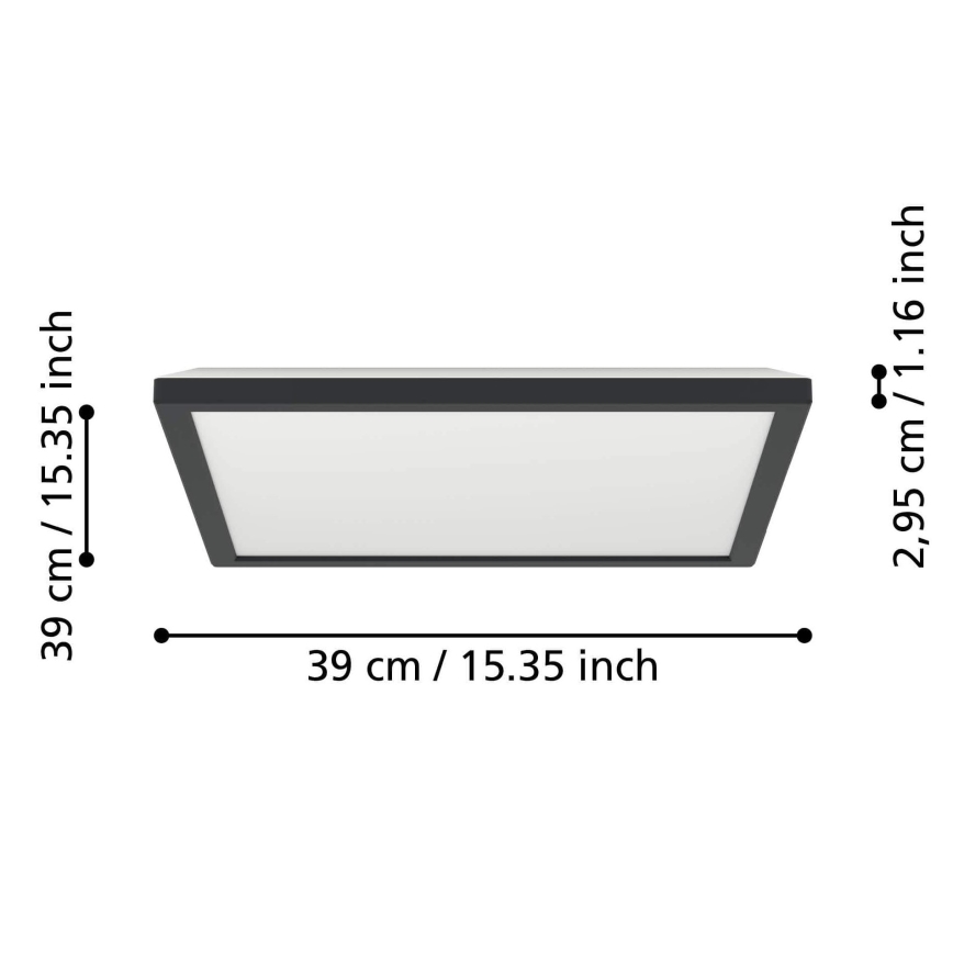 Eglo - Iluminação de teto LED RGBW para casa de banho com regulação LED/17,6W/230V 2700-6500K 39x39 cm IP44 preto ZigBee