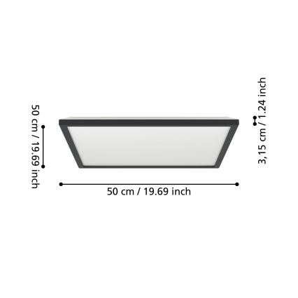 Eglo - Iluminação de teto LED RGBW para casa de banho com regulação LED/17W/230V 2700-6500K 50x50cm IP44 preto ZigBee