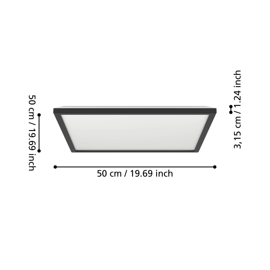 Eglo - Iluminação de teto LED RGBW para casa de banho com regulação LED/17W/230V 2700-6500K 50x50cm IP44 preto ZigBee