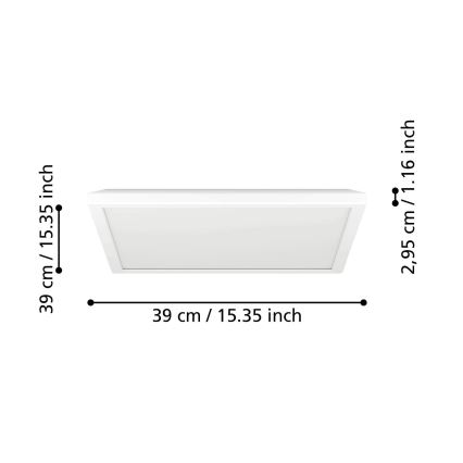 Eglo - Iluminação de teto LED RGBW para casa de banho com regulação LED/17,6W/230V 2700-6500K 39x39 cm IP44 branco ZigBee