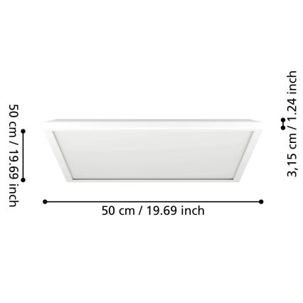 Eglo - Iluminação de teto LED RGBW para casa de banho com regulação LED/17W/230V 2700-6500K 50x50 cm IP44 branco ZigBee