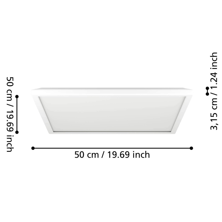Eglo - Iluminação de teto LED RGBW para casa de banho com regulação LED/17W/230V 2700-6500K 50x50 cm IP44 branco ZigBee