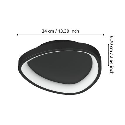 Eglo - Iluminação de teto LED com regulação LED/12W/230V 2700-6500K preto + comando