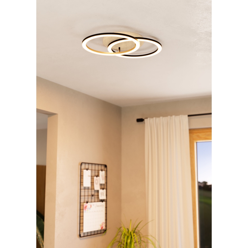 Eglo - Iluminação de teto LED com regulação 2xLED/16W/230V 2700-6500K bege/preto ZigBee