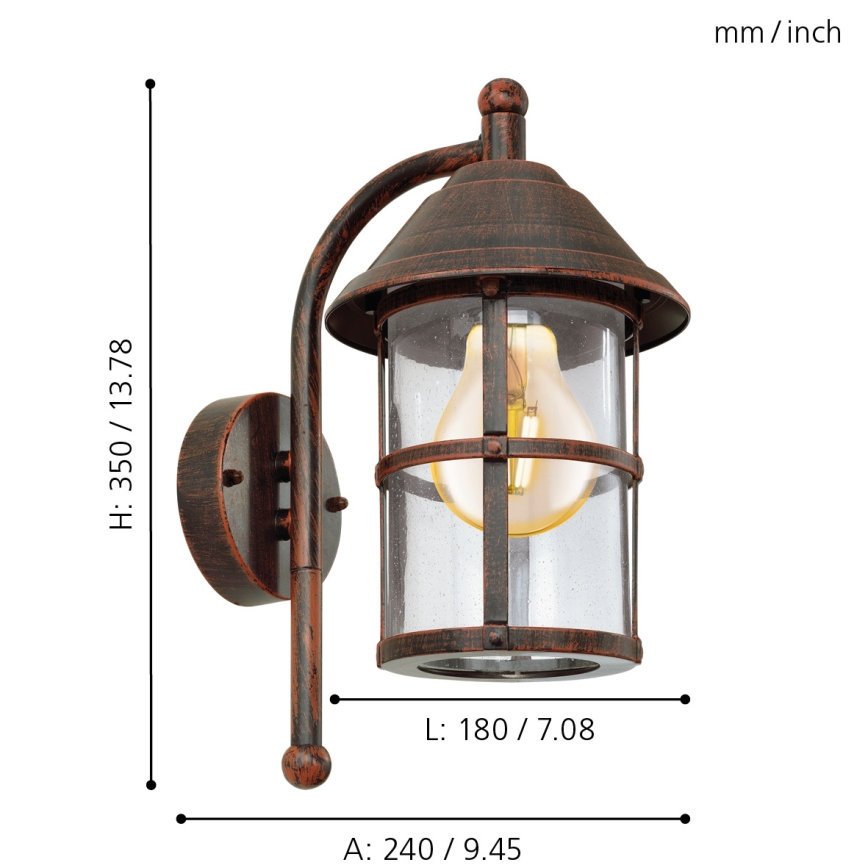 EGLO - Luz de parede de exterior 1xE27/60W/230V