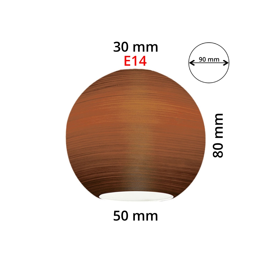 EGLO 90251 - Vidro de substituição para candeeiro de teto, candeeiro de mesa, candeeiro de teto e candeeiro de focos MY CHOICE E14 diâmetro 9 cm castanho esfregado