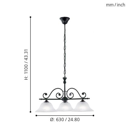 Eglo - Candeeiro suspenso MURCIA 3xE27/60W/230V