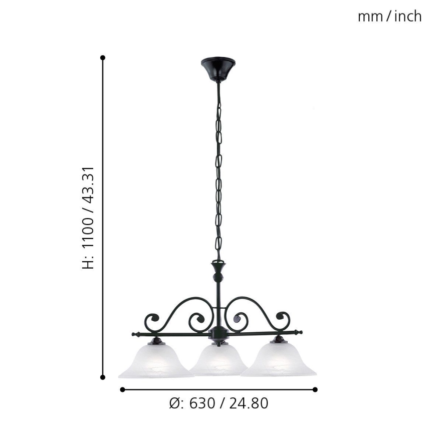 Eglo - Candeeiro suspenso MURCIA 3xE27/60W/230V