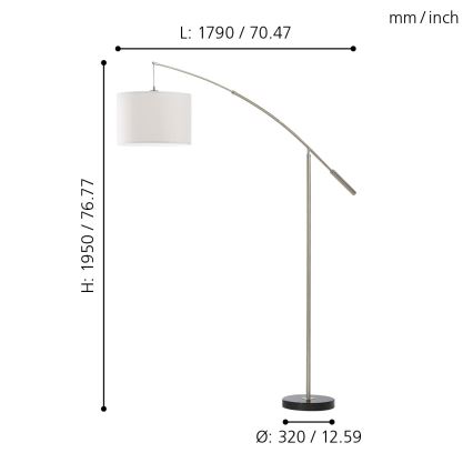 Eglo 92206 - Candeeiro de chão NADINA 1xE27/60W/230V
