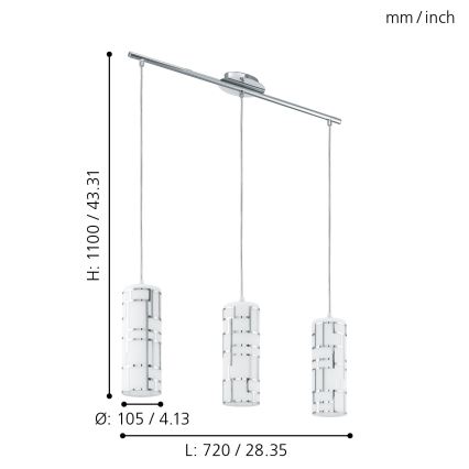 Eglo - Candelabro suspenso 3xE27/60W/230V