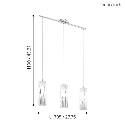 Eglo - Candeeiro suspenso RIVATO 3xE27/60W/230V