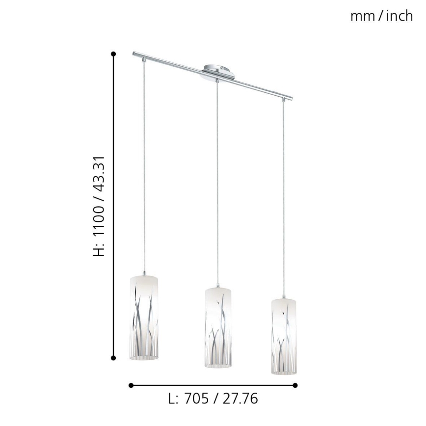 Eglo - Candeeiro suspenso RIVATO 3xE27/60W/230V