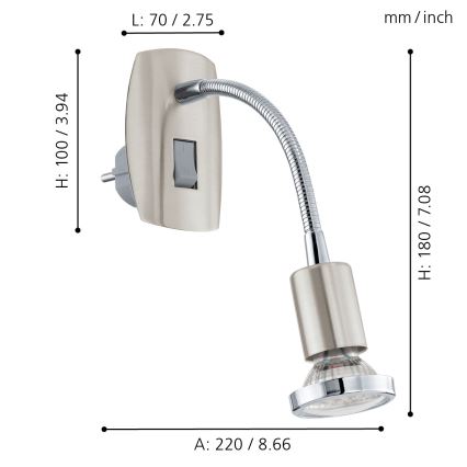 Eglo - Iluminação de tomada LED 1xGU10-LED/3W/230V