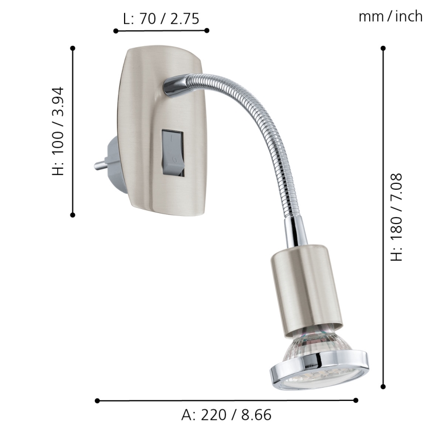 Eglo - Iluminação de tomada LED 1xGU10-LED/3W/230V