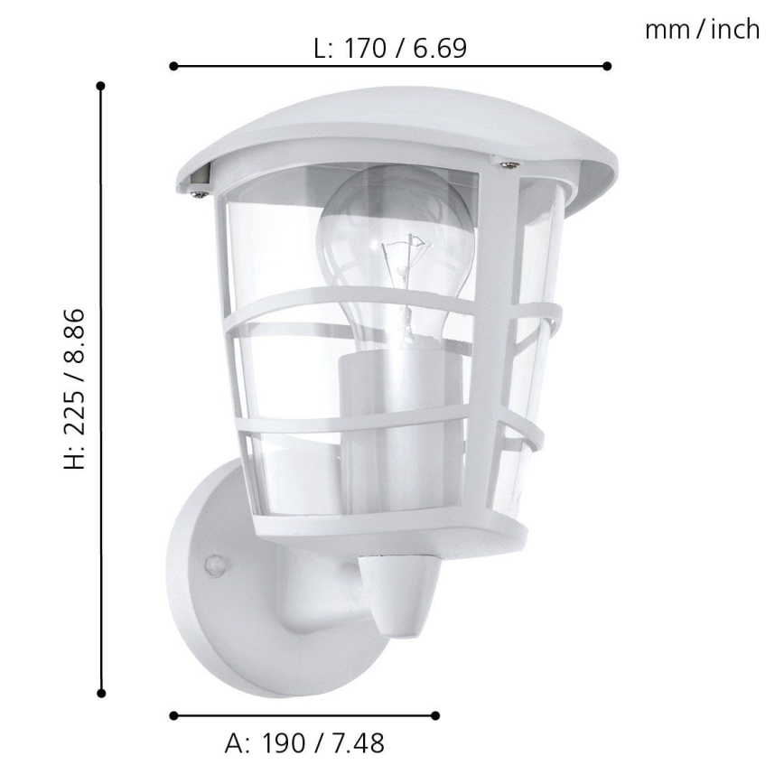 Eglo - Luz de parede LED de exterior 1xE27/8,5W/230V IP44