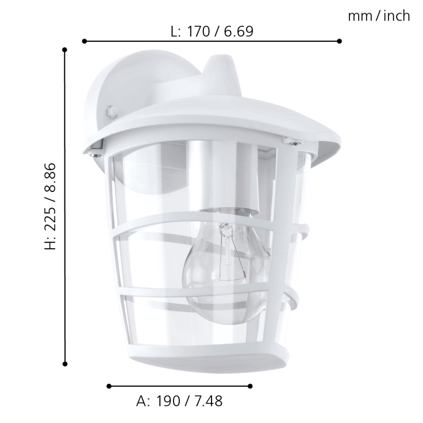 Eglo - Luz de parede LED de exterior 1xE27/8,5W/230V IP44