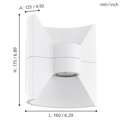 Eglo 93367 - Luz de parede LED REDONDO branco 2xLED-SMD/2.5W/230V