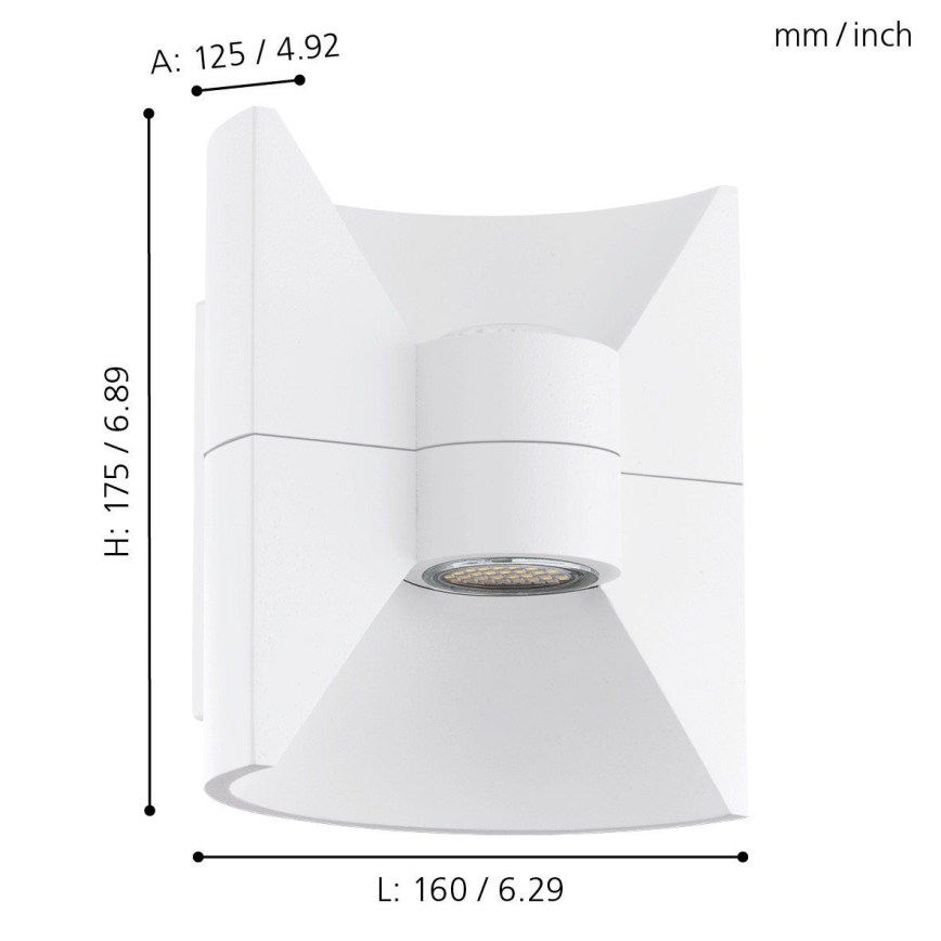 Eglo 93367 - Luz de parede LED REDONDO branco 2xLED-SMD/2.5W/230V