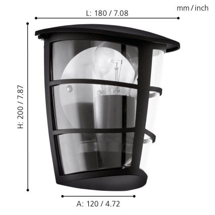 Eglo - Iluminação de parede exterior 1xE27/60W/230V IP44